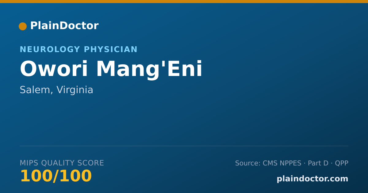 Shareable card for Owori Mang'Eni - Neurology Physician, Salem, VA