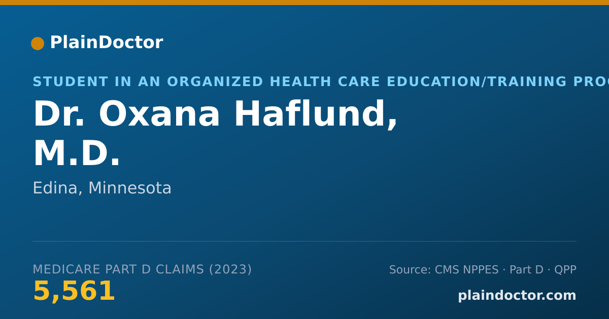 Shareable card for Oxana Haflund, M.D. - Student in an Organized Health Care Education/Training Program, Edina, MN