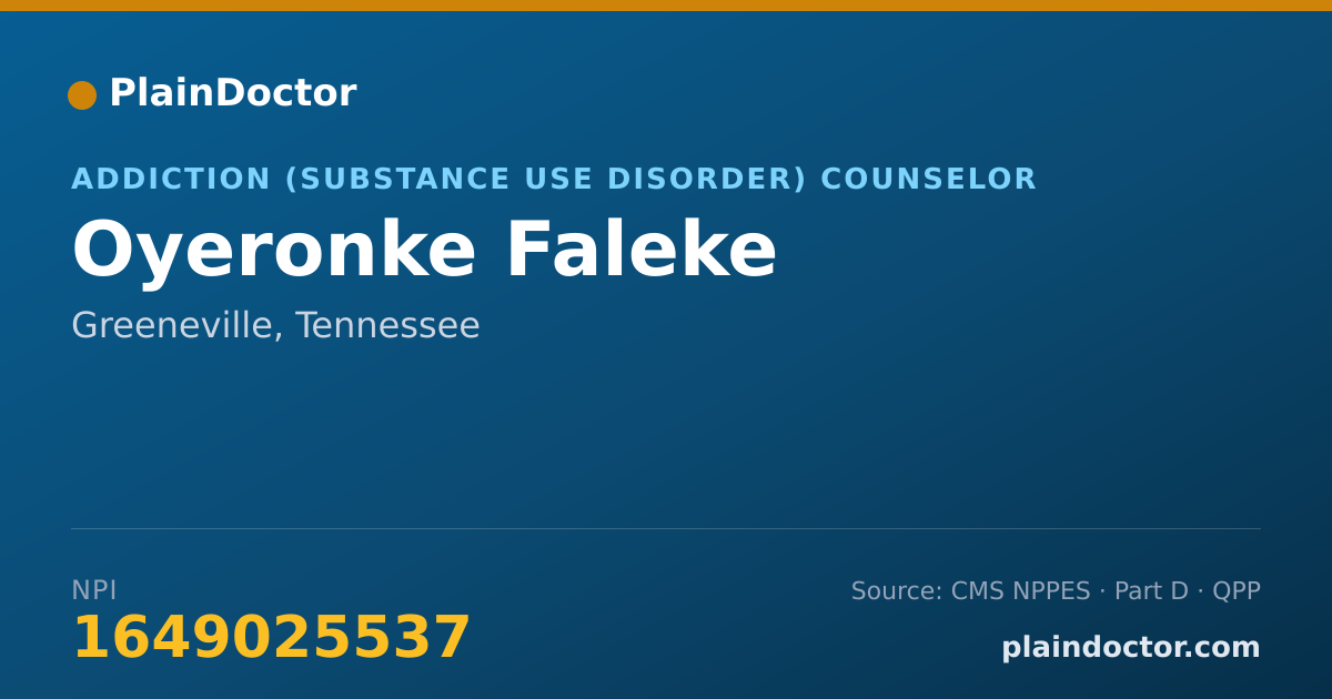 Shareable card for Oyeronke Faleke - Addiction (Substance Use Disorder) Counselor, Greeneville, TN