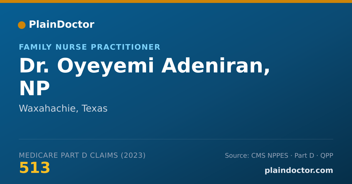 Shareable card for Oyeyemi Adeniran, NP - Family Nurse Practitioner, Waxahachie, TX