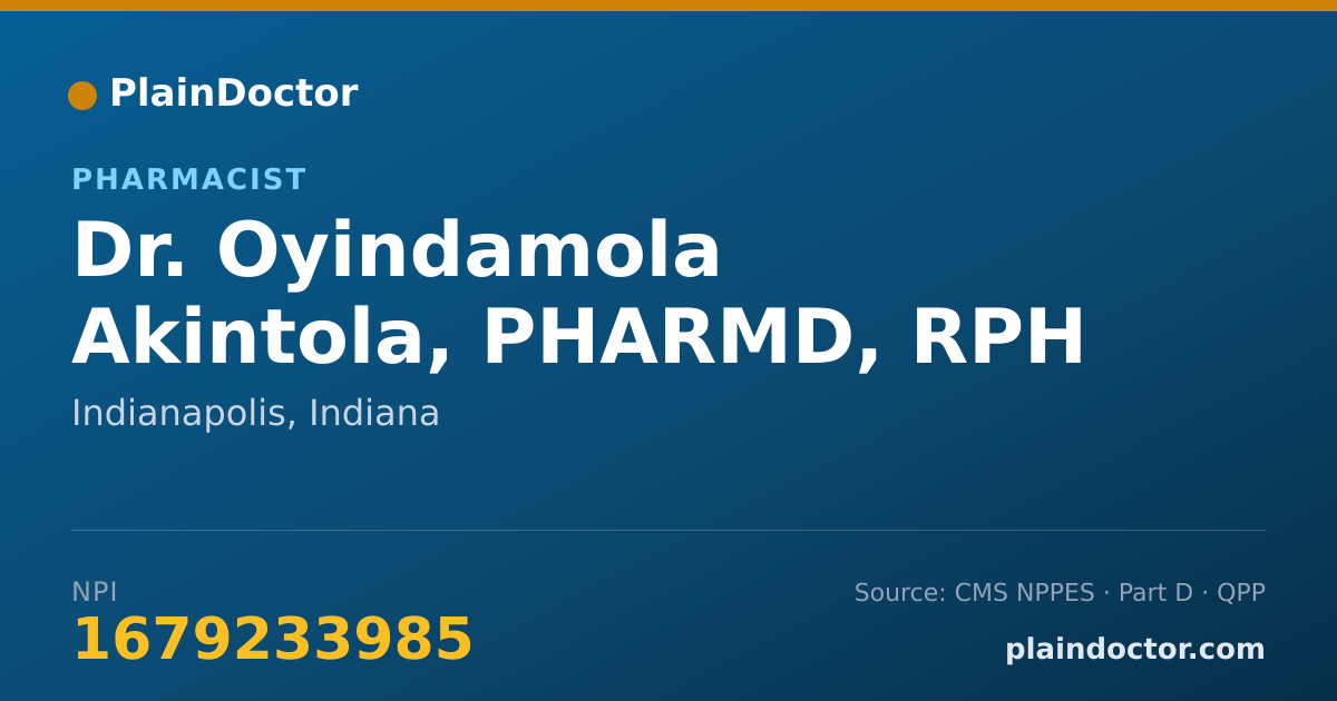 Shareable card for Oyindamola Akintola, PHARMD, RPH - Pharmacist, Indianapolis, IN
