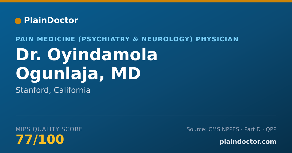 Shareable card for Oyindamola Ogunlaja, MD - Pain Medicine (Psychiatry & Neurology) Physician, Stanford, CA