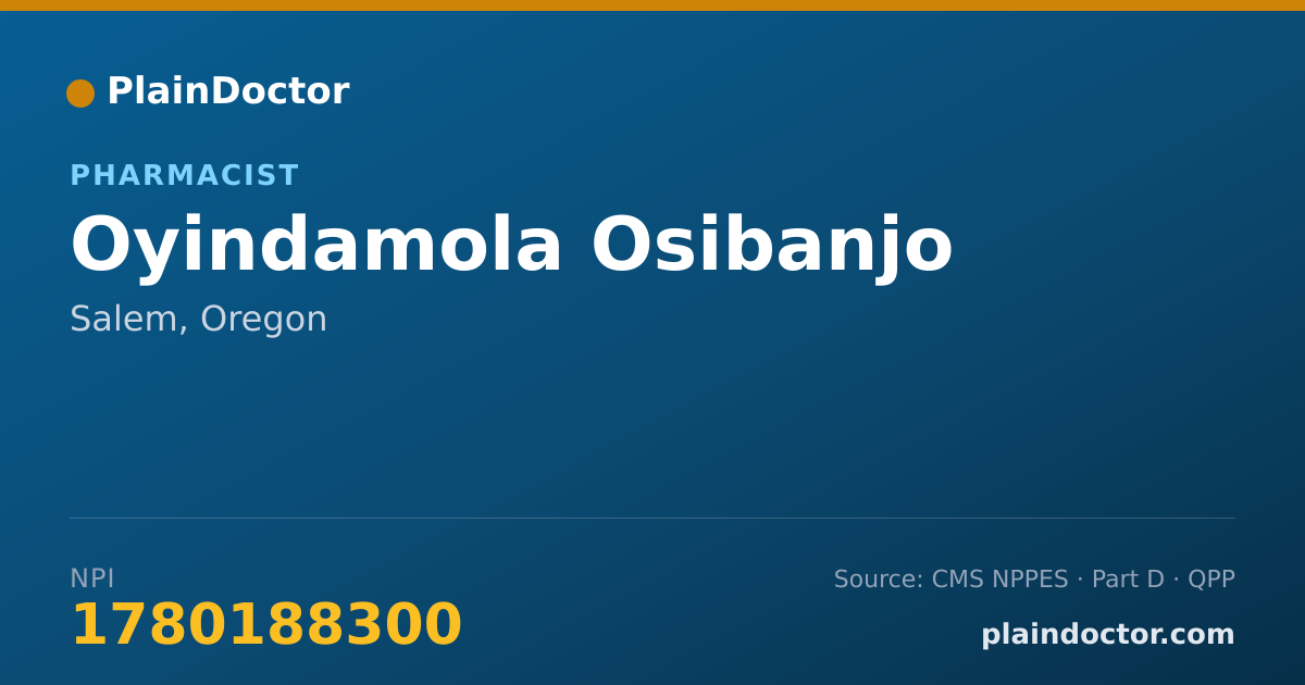 Shareable card for Oyindamola Osibanjo - Pharmacist, Salem, OR