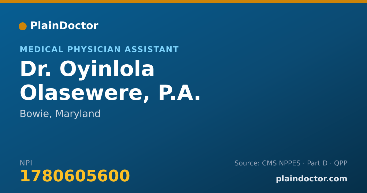 Shareable card for Oyinlola Olasewere, P.A. - Medical Physician Assistant, Bowie, MD