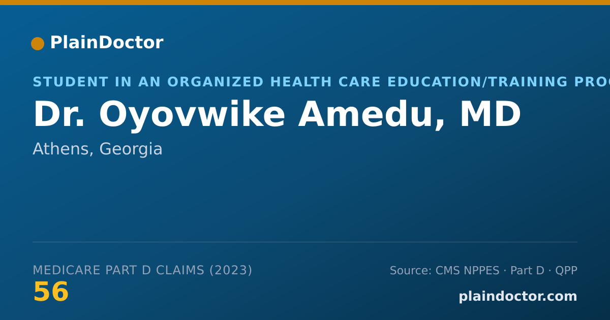 Shareable card for Oyovwike Amedu, MD - Student in an Organized Health Care Education/Training Program, Athens, GA