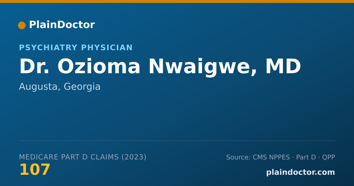 Shareable card for Ozioma Nwaigwe, MD - Psychiatry Physician, Augusta, GA