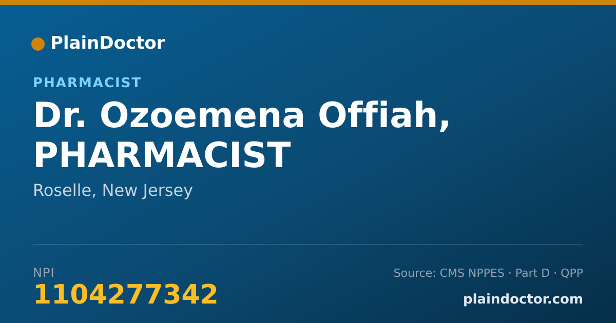 Shareable card for Ozoemena Offiah, PHARMACIST - Pharmacist, Roselle, NJ