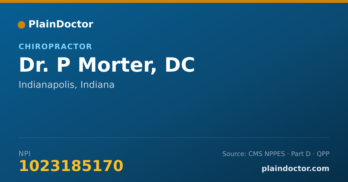 Shareable card for P Morter, DC - Chiropractor, Indianapolis, IN