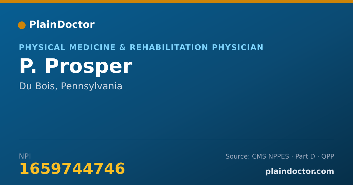 Shareable card for P. Prosper - Physical Medicine & Rehabilitation Physician, Du Bois, PA