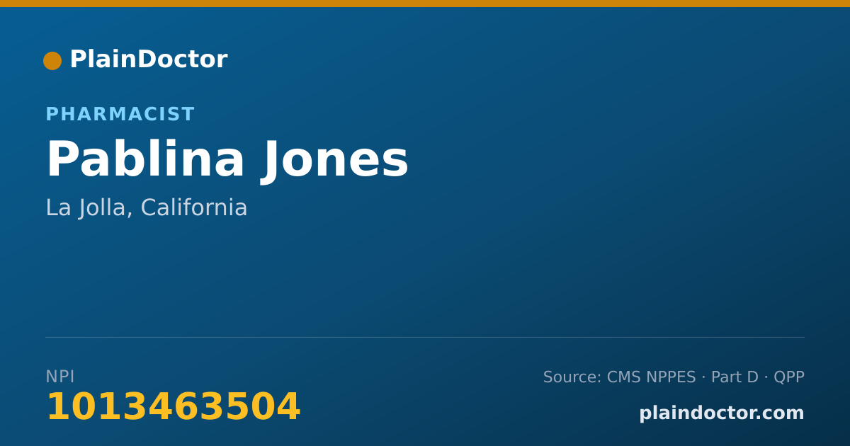 Shareable card for Pablina Jones - Pharmacist, La Jolla, CA
