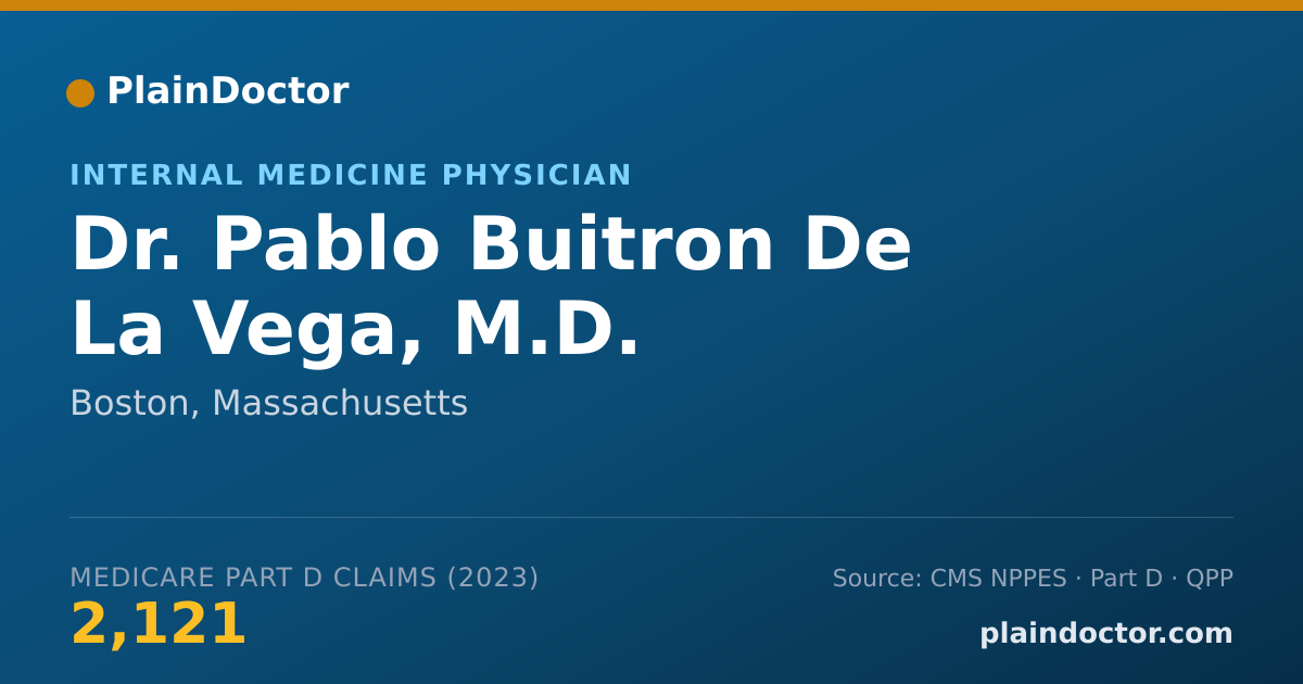 Shareable card for Pablo Buitron De La Vega, M.D. - Internal Medicine Physician, Boston, MA