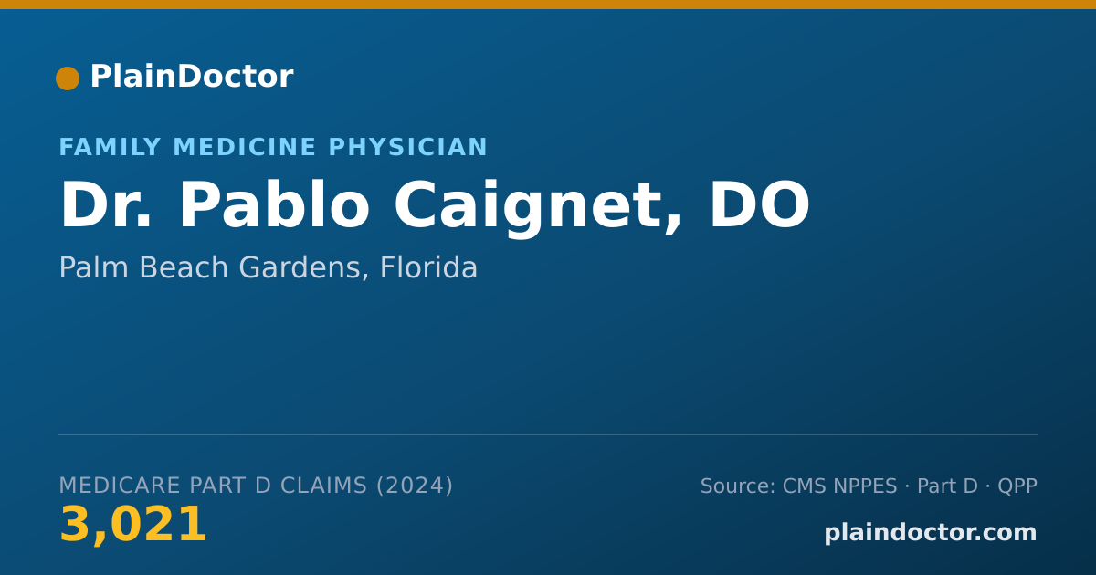 Shareable card for Pablo Caignet, DO - Family Medicine Physician, Palm Beach Gardens, FL