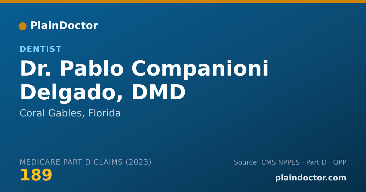 Shareable card for Pablo Companioni Delgado, DMD - Dentist, Coral Gables, FL