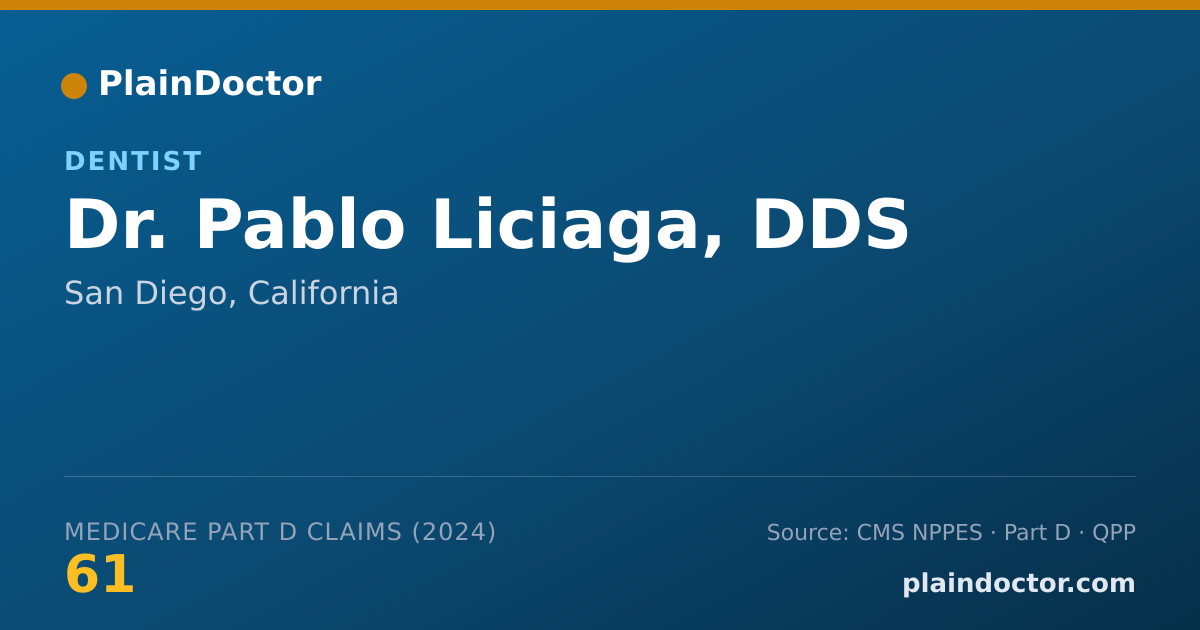 Shareable card for Pablo Liciaga, DDS - Dentist, San Diego, CA