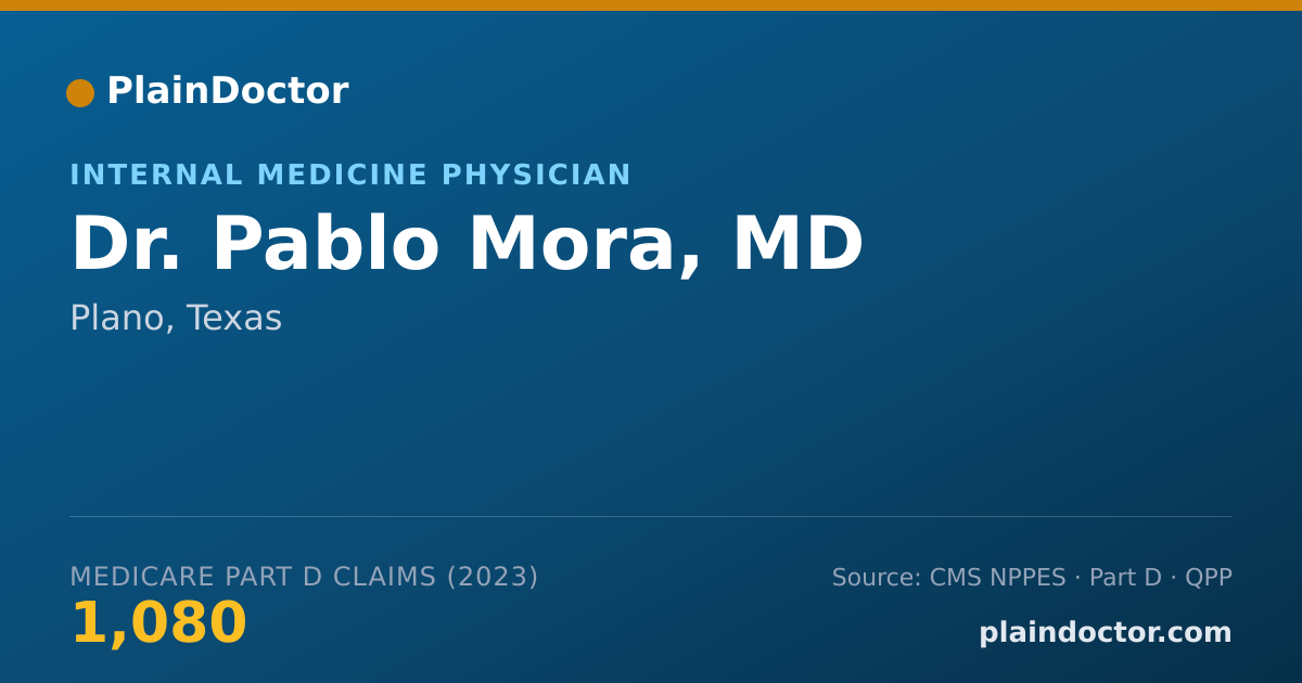 Shareable card for Pablo Mora, MD - Internal Medicine Physician, Plano, TX