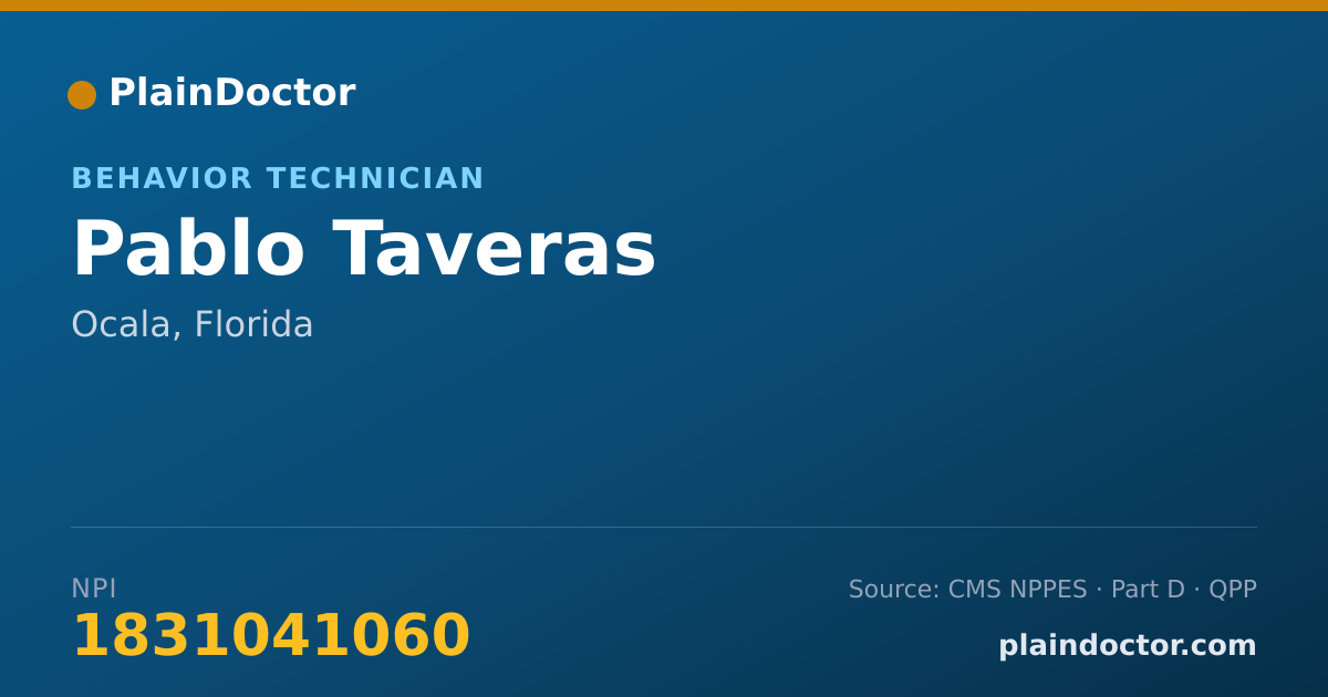 Shareable card for Pablo Taveras - Behavior Technician, Ocala, FL
