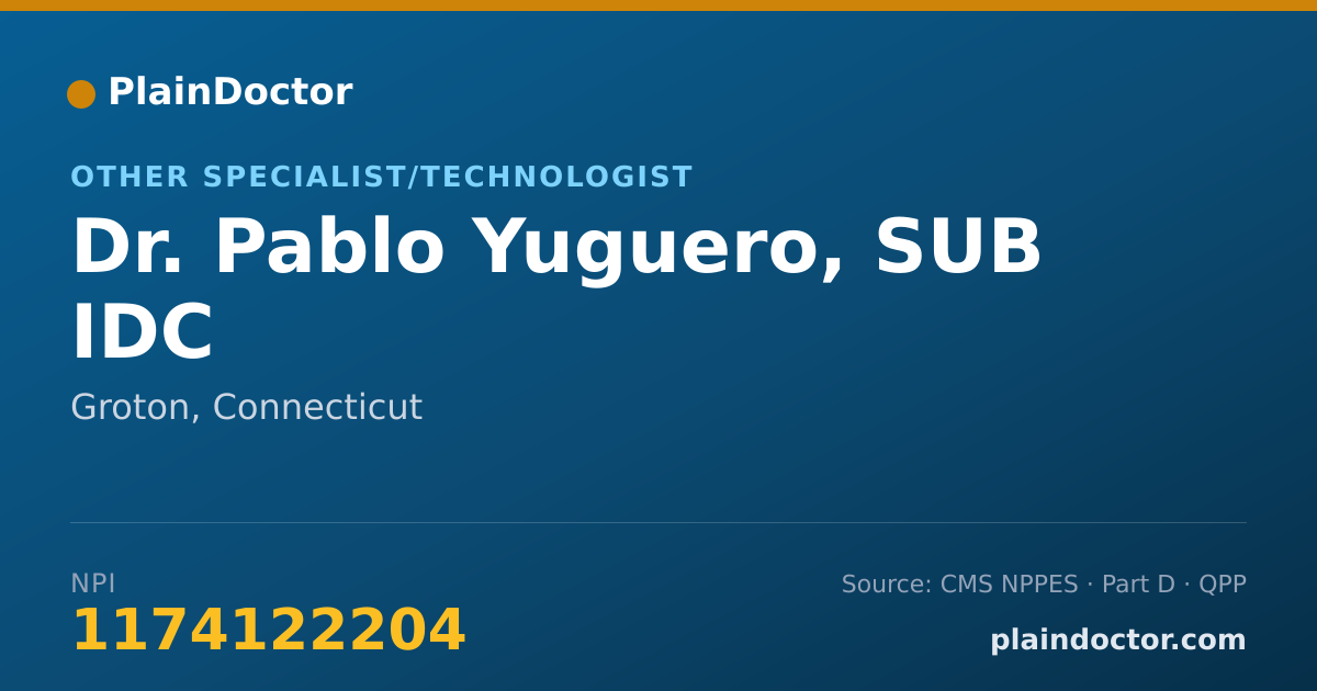 Shareable card for Pablo Yuguero, SUB IDC - Other Specialist/Technologist, Groton, CT