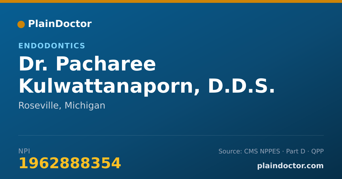 Shareable card for Pacharee Kulwattanaporn, D.D.S. - Endodontics, Roseville, MI