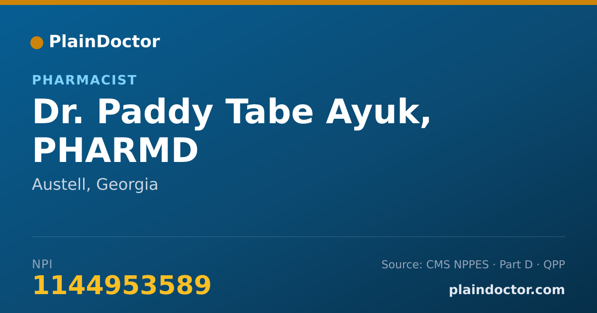 Shareable card for Paddy Tabe Ayuk, PHARMD - Pharmacist, Austell, GA