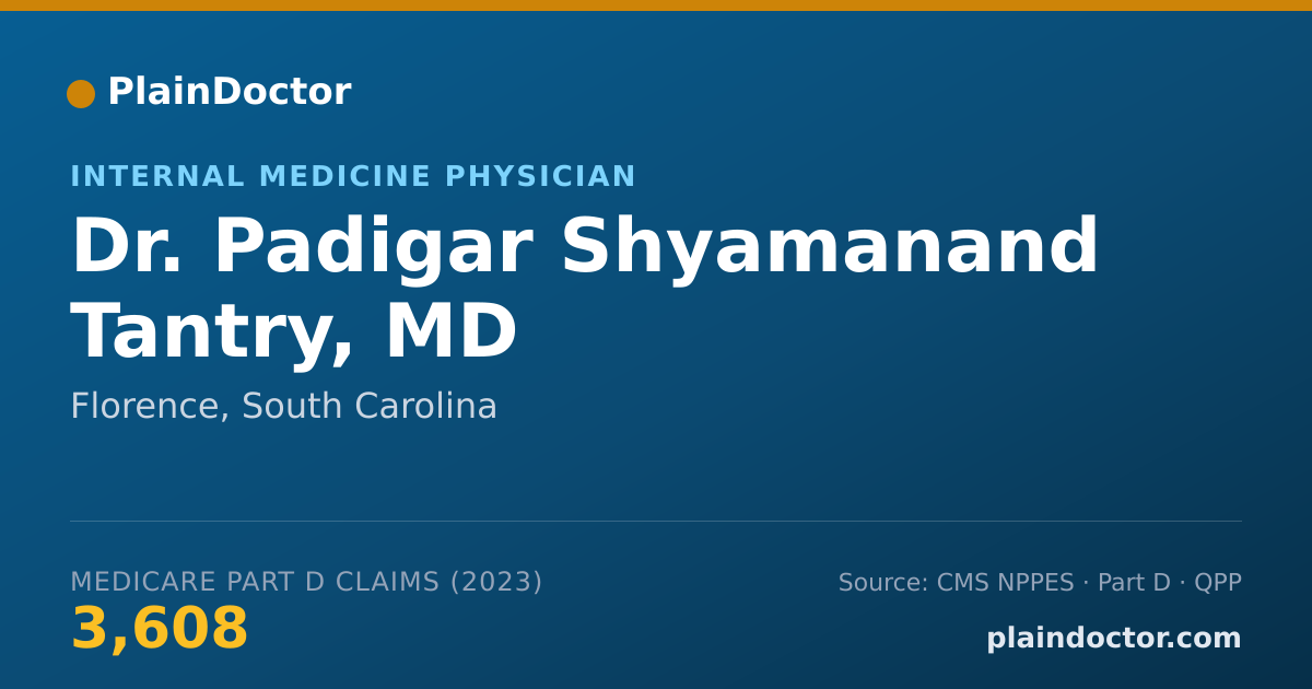 Shareable card for Padigar Shyamanand Tantry, MD - Internal Medicine Physician, Florence, SC