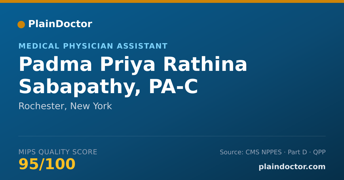 Shareable card for Padma Priya Rathina Sabapathy, PA-C - Medical Physician Assistant, Rochester, NY