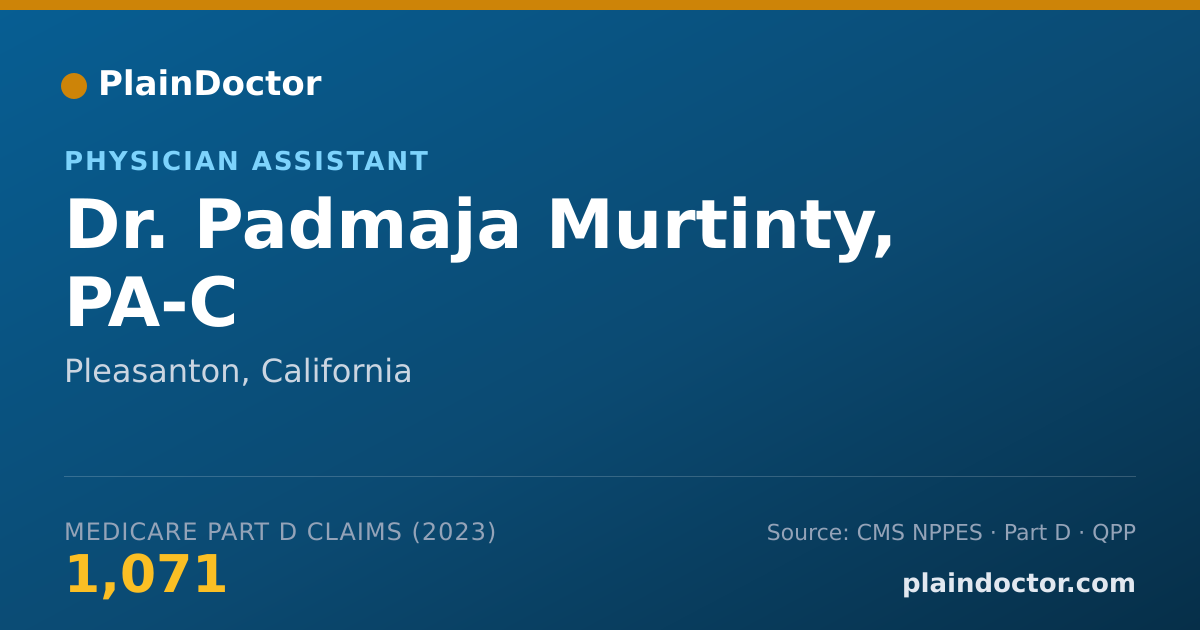 Shareable card for Padmaja Murtinty, PA-C - Physician Assistant, Pleasanton, CA