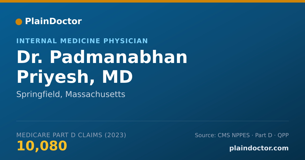 Shareable card for Padmanabhan Priyesh, MD - Internal Medicine Physician, Springfield, MA