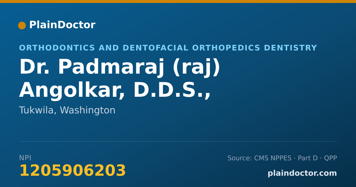 Shareable card for Padmaraj (raj) Angolkar, D.D.S., M.D.S. - Orthodontics and Dentofacial Orthopedics Dentistry, Tukwila, WA
