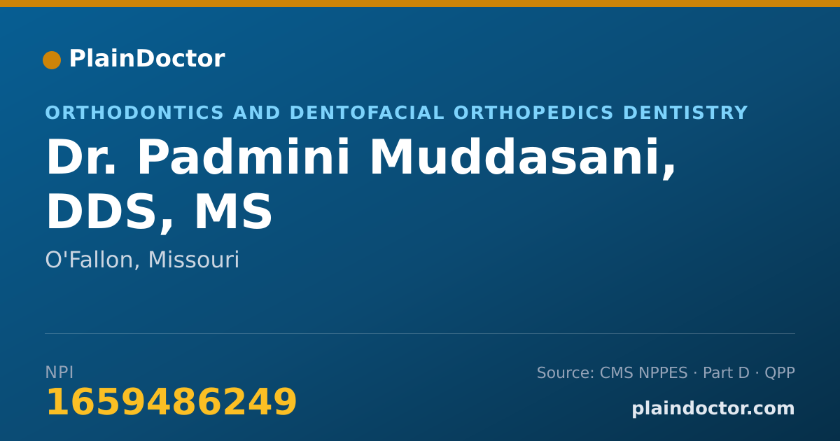 Shareable card for Padmini Muddasani, DDS, MS - Orthodontics and Dentofacial Orthopedics Dentistry, O'Fallon, MO