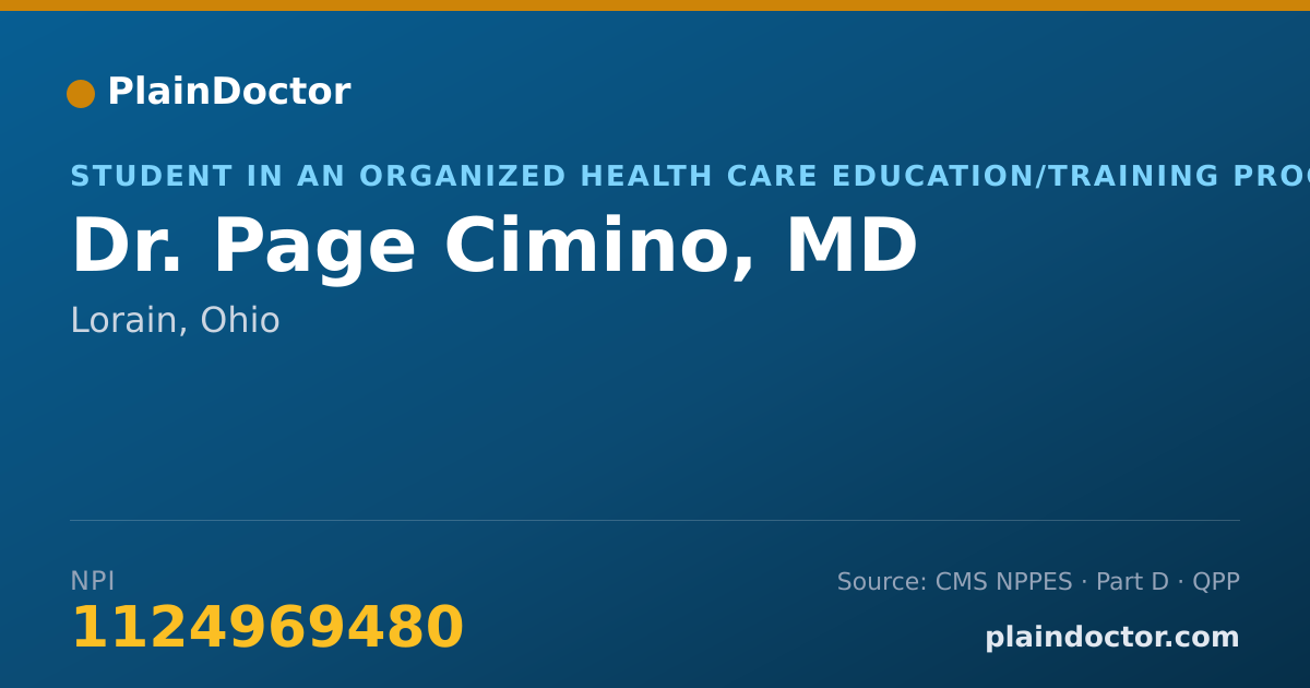 Shareable card for Page Cimino, MD - Student in an Organized Health Care Education/Training Program, Lorain, OH