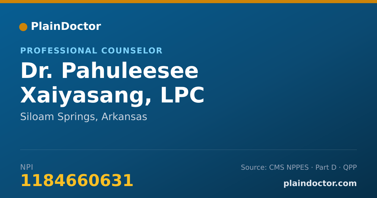 Shareable card for Pahuleesee Xaiyasang, LPC - Professional Counselor, Siloam Springs, AR