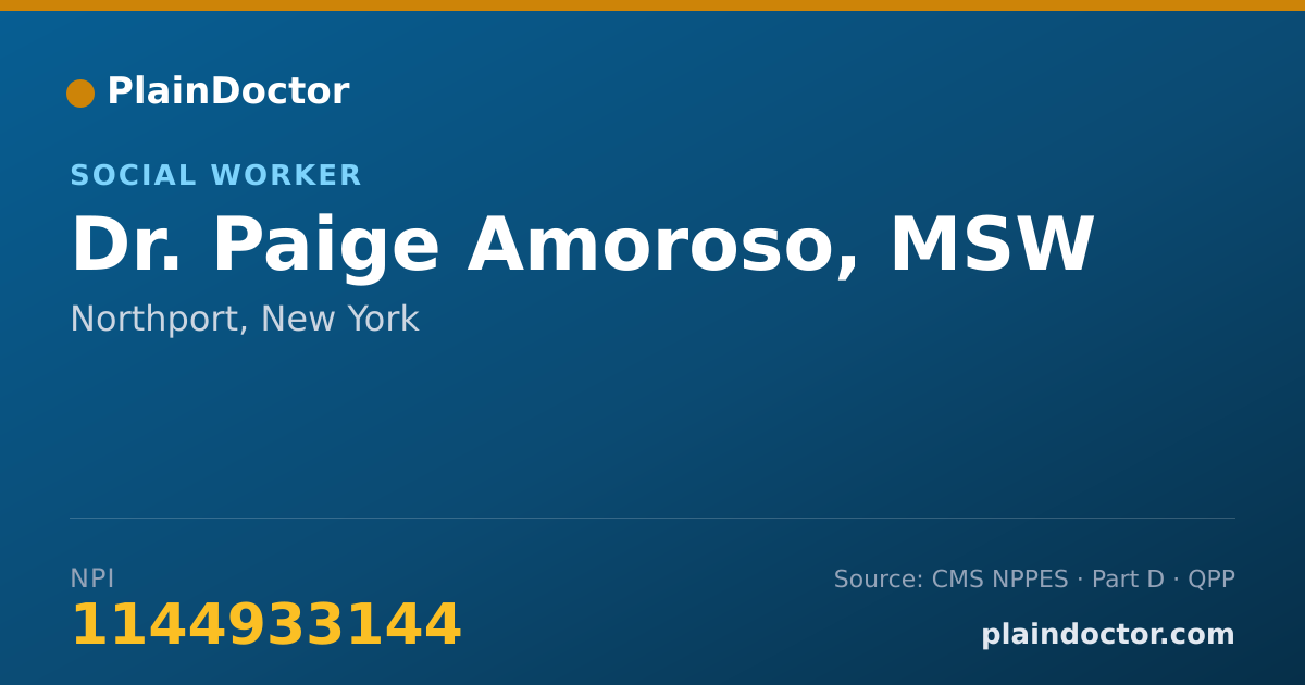 Shareable card for Paige Amoroso, MSW - Social Worker, Northport, NY