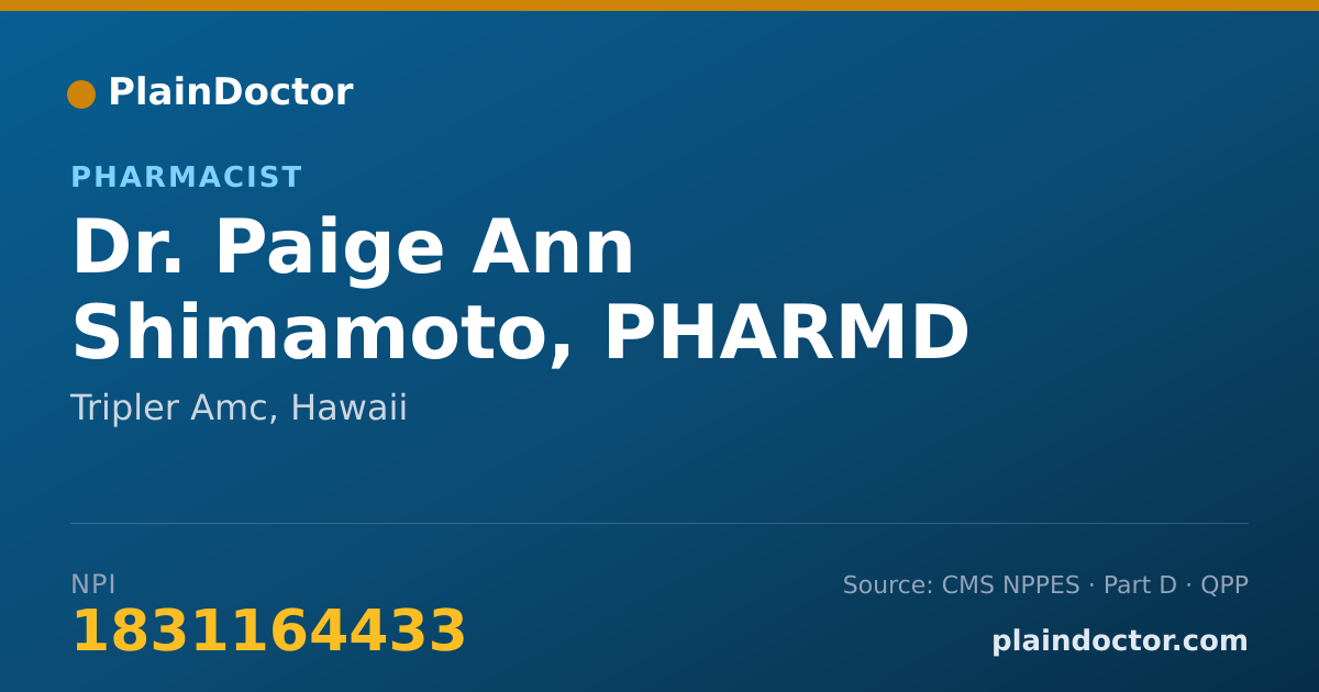 Shareable card for Paige Ann Shimamoto, PHARMD - Pharmacist, Tripler Amc, HI