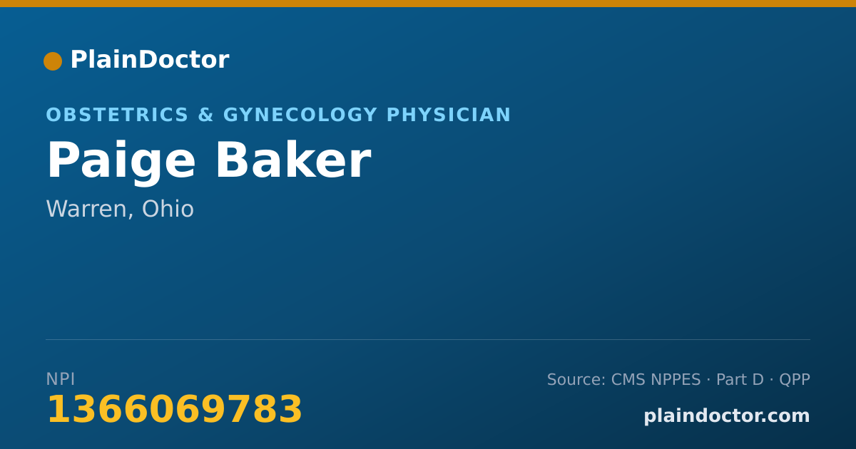 Shareable card for Paige Baker - Obstetrics & Gynecology Physician, Warren, OH