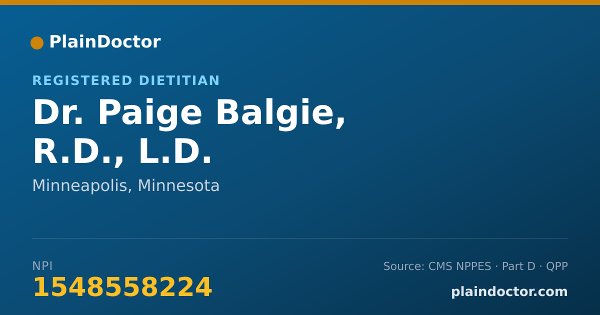 Shareable card for Paige Balgie, R.D., L.D. - Registered Dietitian, Minneapolis, MN