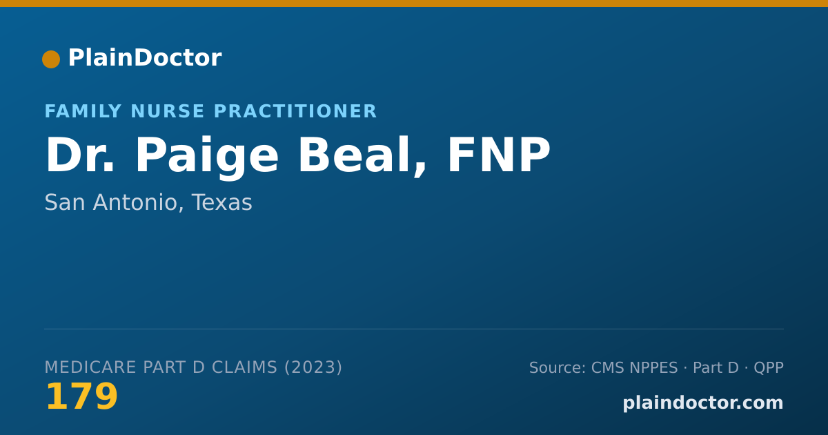 Shareable card for Paige Beal, FNP - Family Nurse Practitioner, San Antonio, TX