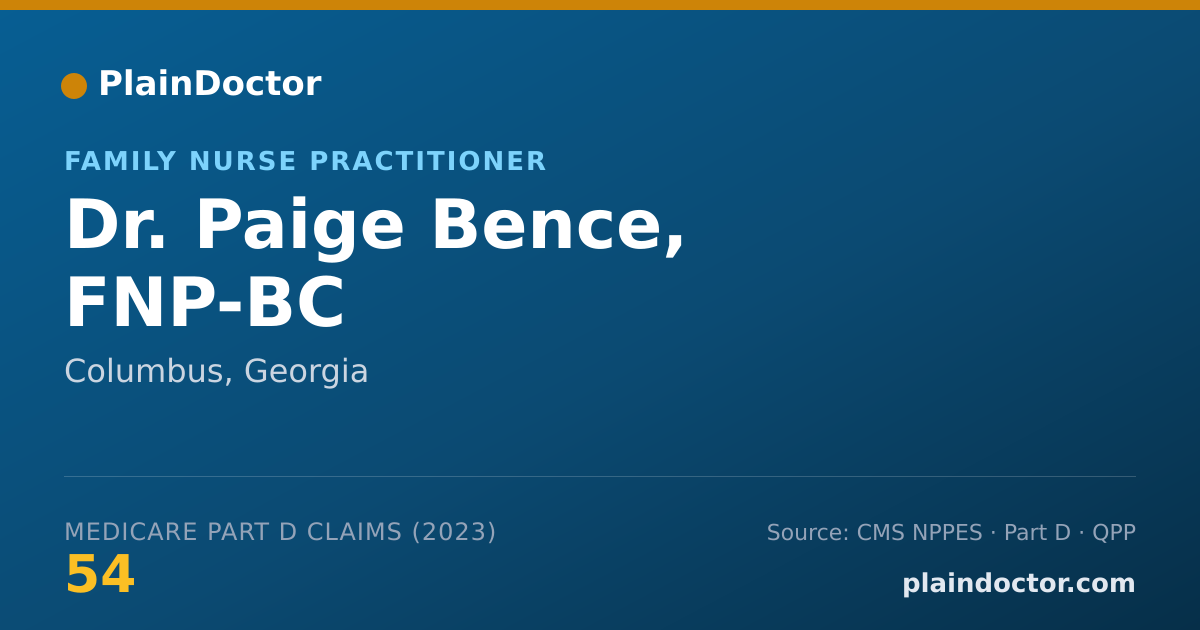 Shareable card for Paige Bence, FNP-BC - Family Nurse Practitioner, Columbus, GA