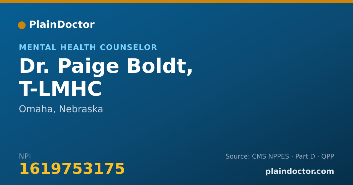 Shareable card for Paige Boldt, T-LMHC - Mental Health Counselor, Omaha, NE