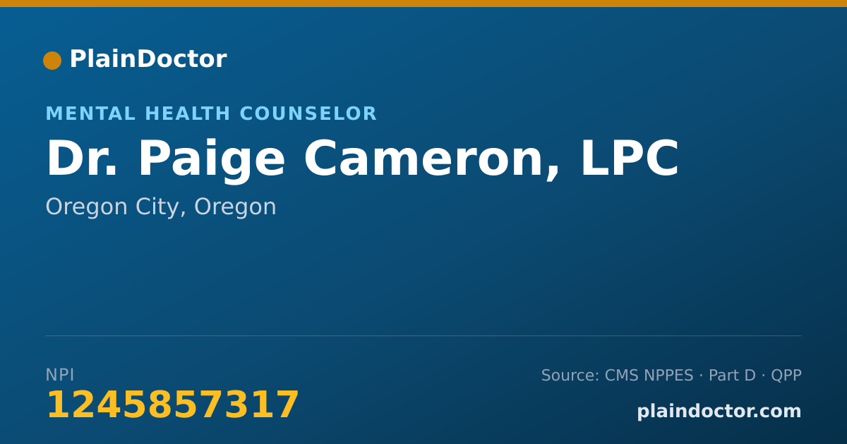 Shareable card for Paige Cameron, LPC - Mental Health Counselor, Oregon City, OR