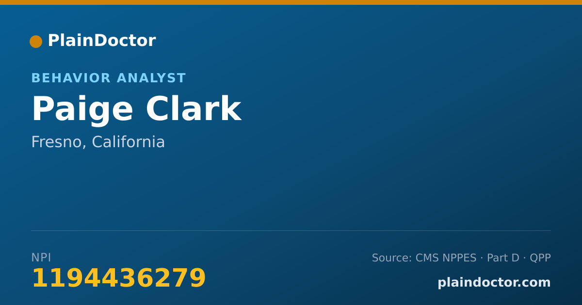 Shareable card for Paige Clark - Behavior Analyst, Fresno, CA