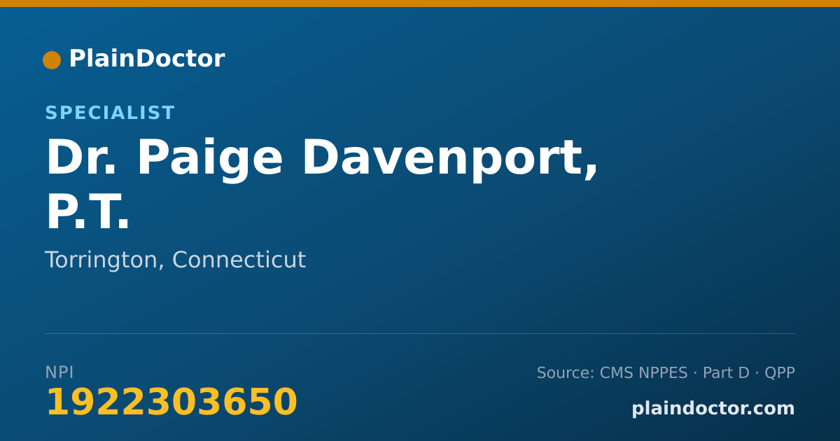 Shareable card for Paige Davenport, P.T. - Specialist, Torrington, CT