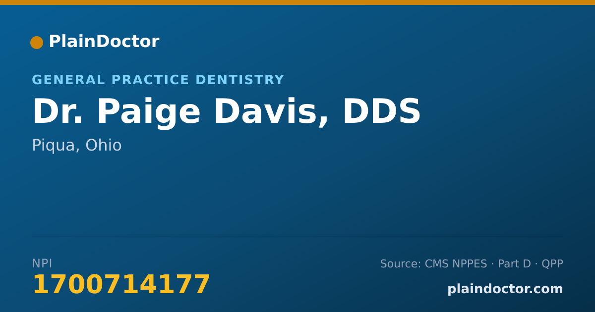 Shareable card for Paige Davis, DDS - General Practice Dentistry, Piqua, OH