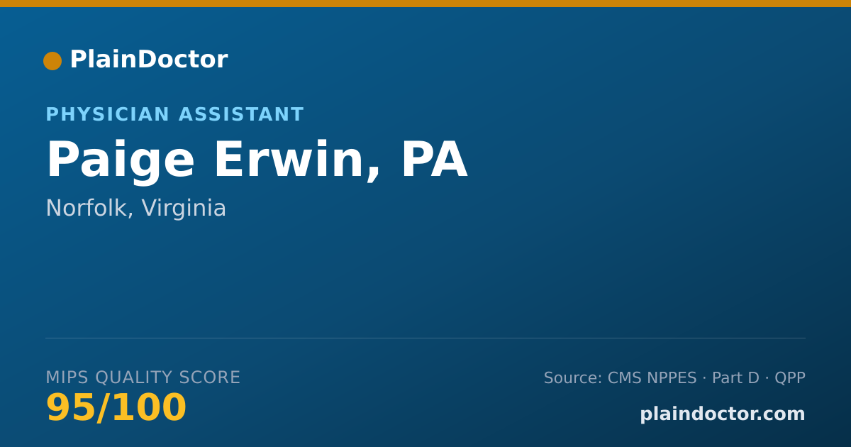 Shareable card for Paige Erwin, PA - Physician Assistant, Norfolk, VA