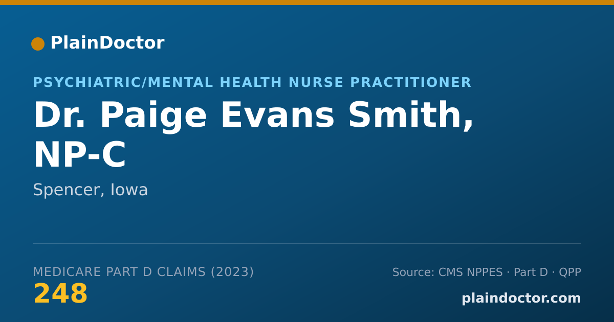 Shareable card for Paige Evans Smith, NP-C - Psychiatric/Mental Health Nurse Practitioner, Spencer, IA
