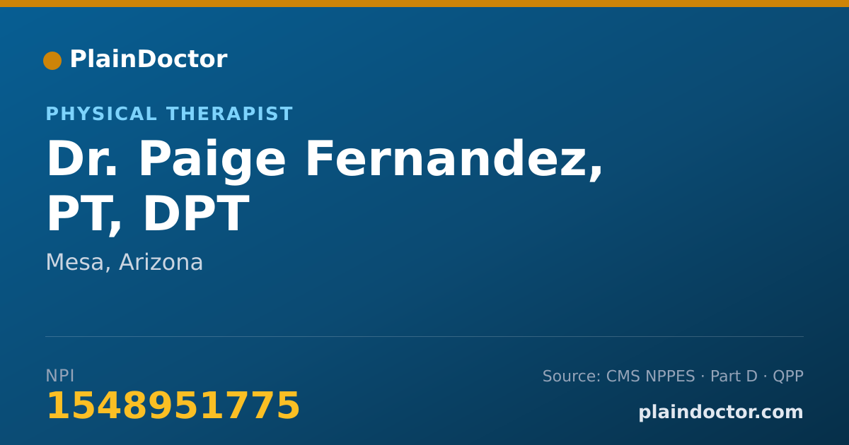 Shareable card for Paige Fernandez, PT, DPT - Physical Therapist, Mesa, AZ
