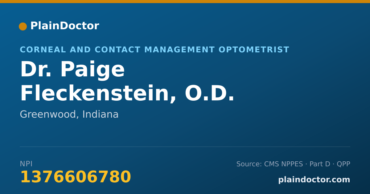 Shareable card for Paige Fleckenstein, O.D. - Corneal and Contact Management Optometrist, Greenwood, IN