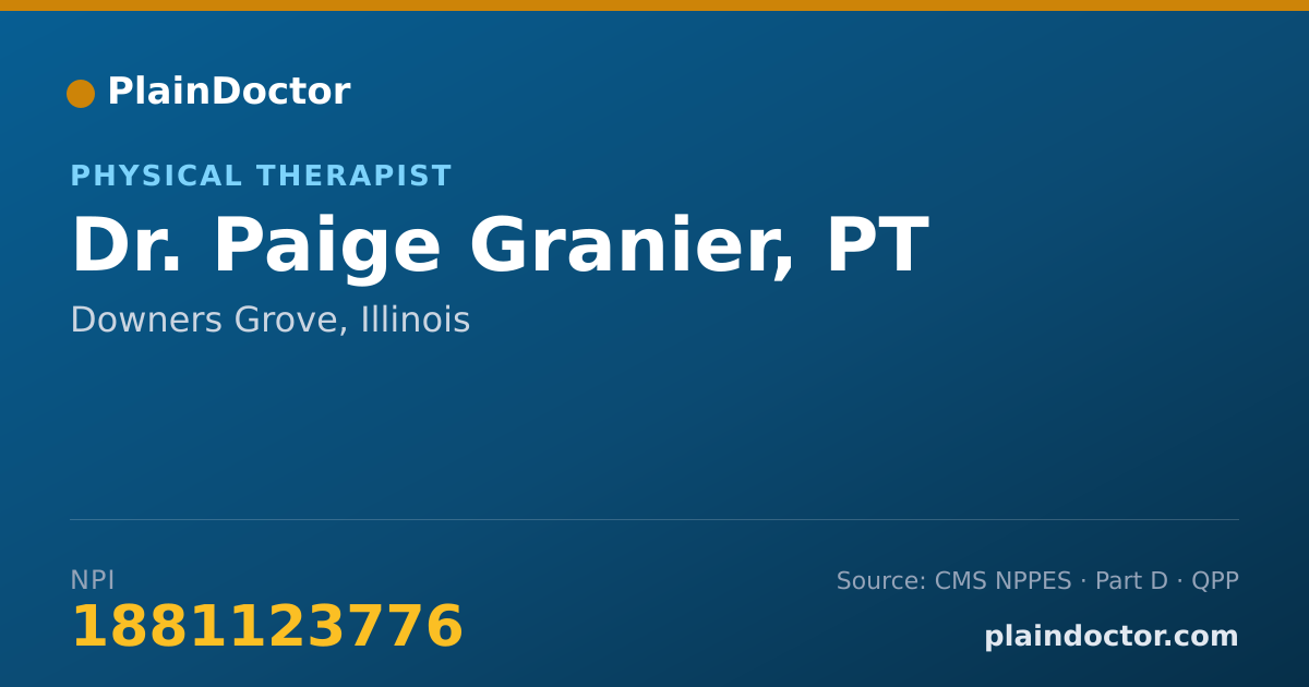 Shareable card for Paige Granier, PT - Physical Therapist, Downers Grove, IL