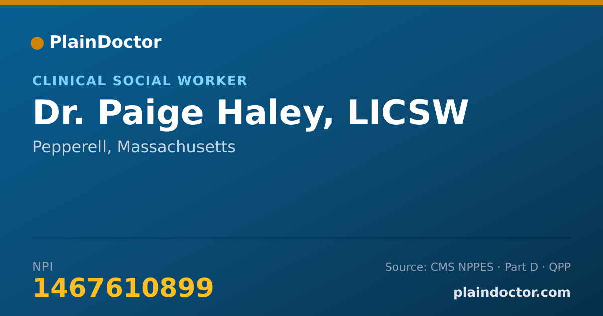 Shareable card for Paige Haley, LICSW - Clinical Social Worker, Pepperell, MA