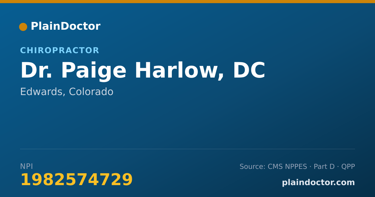 Shareable card for Paige Harlow, DC - Chiropractor, Edwards, CO