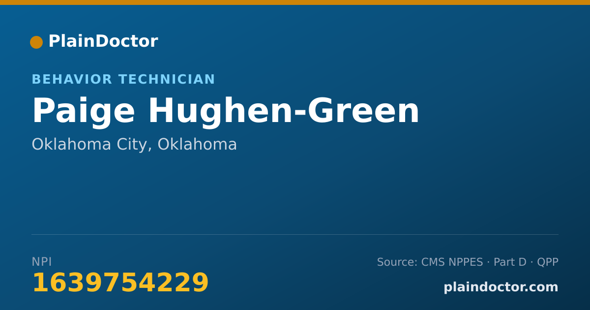 Shareable card for Paige Hughen-Green - Behavior Technician, Oklahoma City, OK